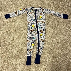 Little Sleepies football double zip pajamas, size 12-18 months